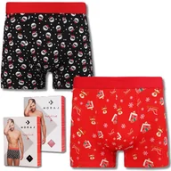 Majtki męskie - ŚWIĄTECZNE BAWEŁNIANE BOKSERKI MĘSKIE PREZENT MIKOŁAJ ŚWIĘTA 2PAK MORAJ XL - miniaturka - grafika 1