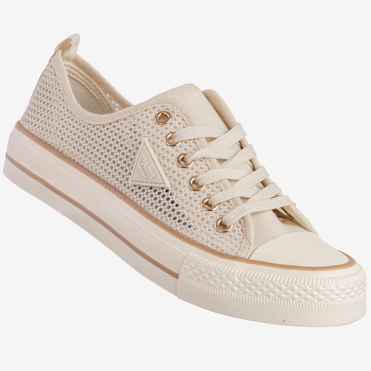 Trampki Damskie Ażurowe Buty Sportowe Beżowe MSMG QY838-8 Beżowy 37