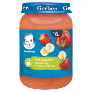 Gerber Mus jabłkowo-bananowy z truskawkami 190 g - Desery dla dzieci - miniaturka - grafika 1