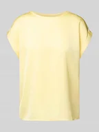 Bluzki damskie - T-shirt z prążkowanym, okrągłym dekoltem model ‘ELLETTE’ - miniaturka - grafika 1