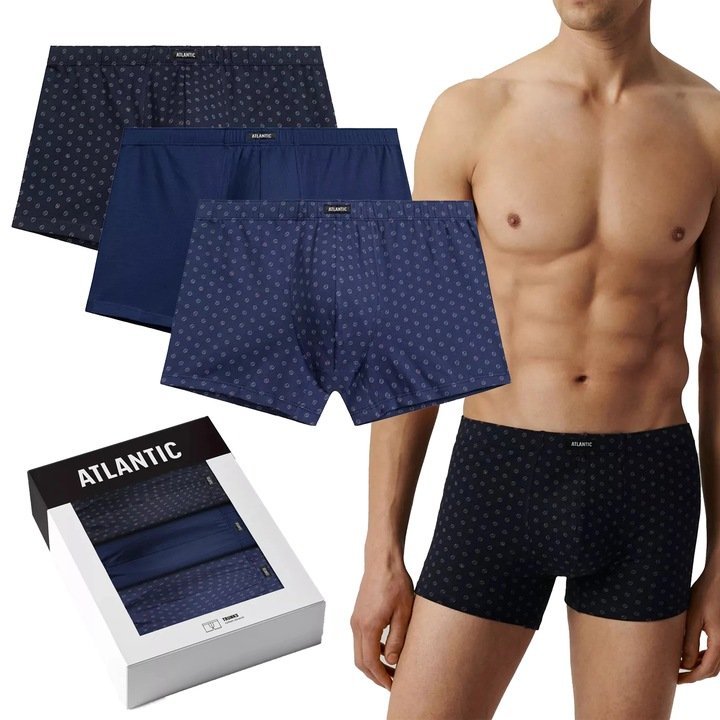 SZORTY MĘSKIE BOKSERKI ATLANTIC 3MH206/GRA/NIE/NIEC 3PAK 3XL