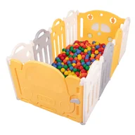 Maty edukacyjne - Selonis Kojec plastikowy KS-200X z piłeczkami biało-żółty: żółty-zielony-niebieski-czerwony-pomarańcz 120x120x60/500piłek - miniaturka - grafika 1