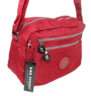 Stylowa Lekka Materiałowa Torba Pozioma Średnia Na Ramię Bag Street NR 2245 CZERWONY 28 x 19 x 12 [cm] - Torebki damskie - miniaturka - grafika 1