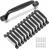 Zawiasy, okucia i inne akcesoria - 10 szt. czarnych uchwytów do szafek kuchennych, 96 mm, aluminiowych, ze śrubami - miniaturka - grafika 1