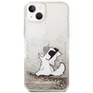 Etui i futerały do telefonów - Karl Lagerfeld Obudowa dla telefonów komórkowych Liquid Glitter Choupette Eat na Apple iPhone 14 Plus KLHCP14MGCFD Złoty - miniaturka - grafika 1