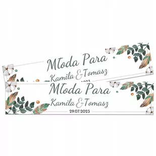 2x TABLICA NA SAMOCHÓD ŚLUB WESELE BOHO IMIONA - Wesele i ślub - miniaturka - grafika 1