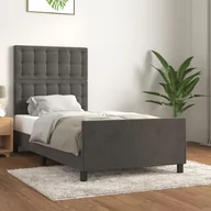 Łóżka - Lumarko Rama łóżka z zagłówkiem, ciemnoszara, 80x200 cm, aksamitem - miniaturka - grafika 1