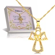 Biżuteria dla dzieci - Srebrny Naszyjnik Pozłacany Aniołek Komunia Chrzest Grawer - miniaturka - grafika 1