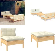 Meble ogrodowe - vidaXL 5-częściowy zestaw wypoczynkowy do ogrodu z kremowymi poduszkami drewno sosnowe - zestaw wypoczynkowy do ogrodu - zestawy wypoczynkowe do ogrodu - zestawy wypoczynkowe - zestawy wypoczynkowe - miniaturka - grafika 1