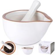 Pozostałe akcesoria kuchenne - Moździerz kuchenny do przypraw ziół leków ceramiczny biały EXCELLENT HOUSEWARE 259320 - miniaturka - grafika 1