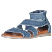 Paski - MUSTANG Damskie sandały z zamkniętą piętą, pasek krzyżowy, zamek błyskawiczny 1424-806, dżinsowy niebieski, 37 EU - miniaturka - grafika 1