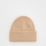 Reserved - Prążkowana czapka beanie - Beżowy