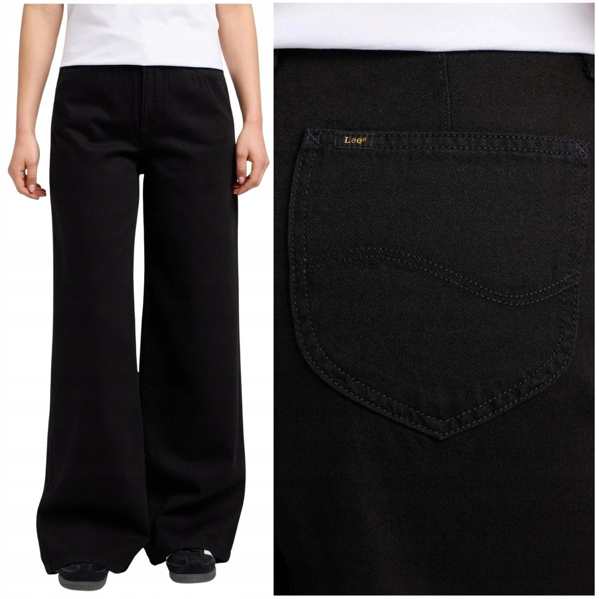 Lee Stella A Line wysokie szerokie damskie spodnie jeansowe szwedy W33 L31