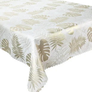 Dwustronny Obrus Plamoodporny Liście Monstera Złoty Z-2771 -80x80 cm - Obrusy i serwetki - miniaturka - grafika 1