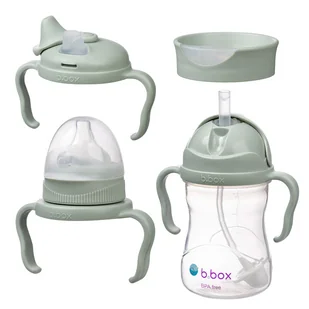Kubek 4w1 zestaw 240 ml, szałwiowy, b.box - Kubki dla dzieci - miniaturka - grafika 1