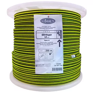 Lina arborystyczna Beal Ginkgo 12mm 200m Kolor: czarny/żółty - Sprzęt wspinaczkowy - miniaturka - grafika 1