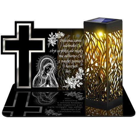 ZNICZ SOLARNY LED WIECZNY PODSTAWKA NA CMENTARZ GRÓB lampka Krzyż 3D