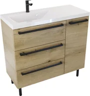 Szafki łazienkowe - Szafka z umywalką ATHOS stojąca 90 cm lewa  -  Uchwyt Czarny Mat - miniaturka - grafika 1