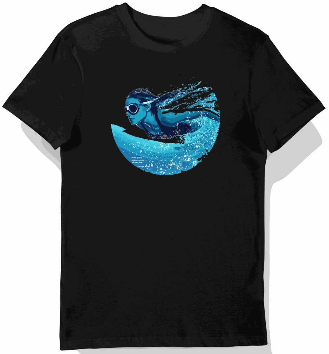 Koszulka męska czarna z grafiką pływaka w futurystycznym stylu dla sportowców XL