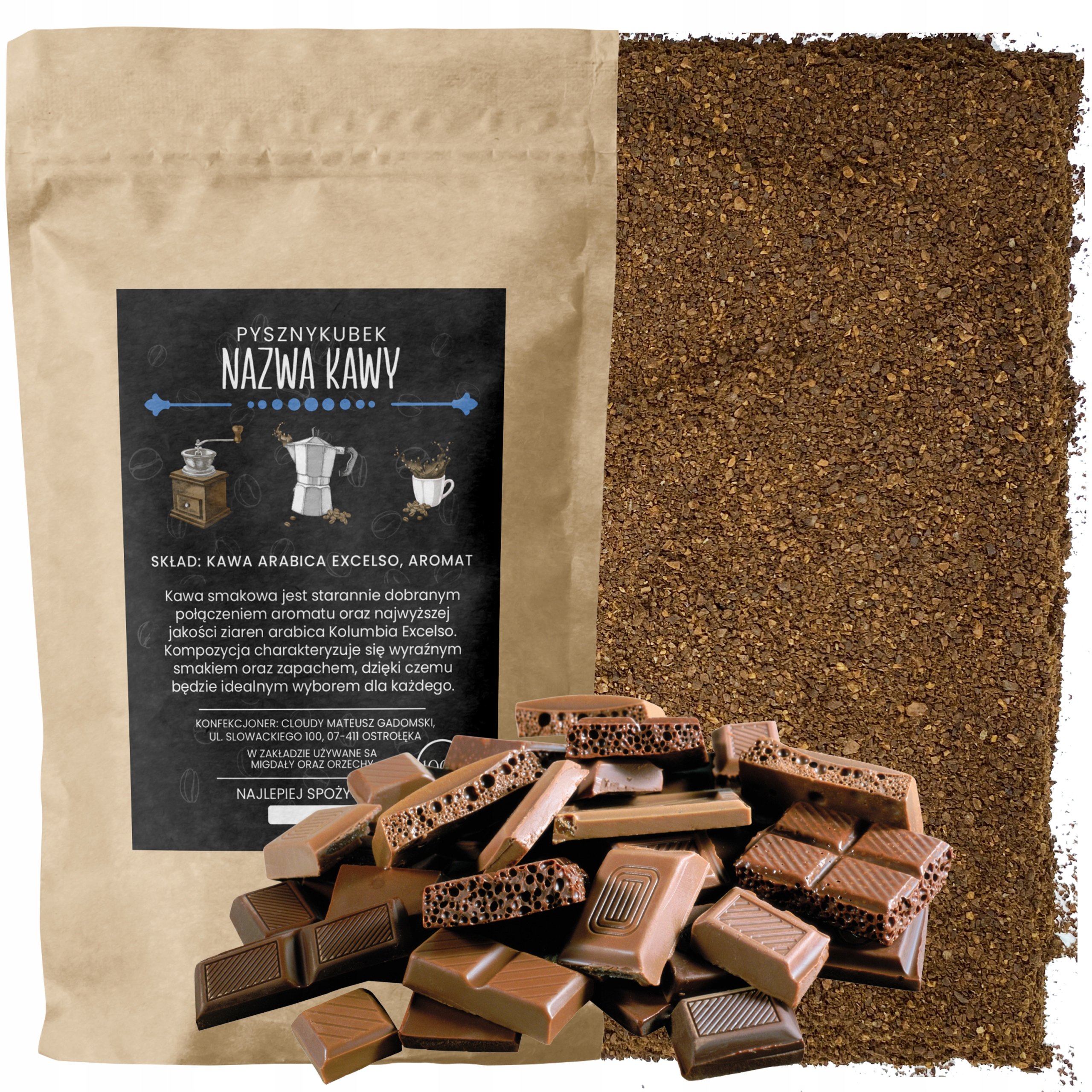 Kawa Mielona smakowa Czekoladowa 1000G 1KG