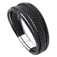 Bransolety męskie - Bransoletka męska STAL SZLACHETNA 316L SKÓRA - miniaturka - grafika 1