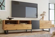 Szafki RTV - Fortuna Lai Lowboard Natural Szafka RTV stojąca (zestaw, z 2 drzwiami, 2 szufladami i 2 półkami), dwukolorowa, vintage industrial, szer. 180 cm - miniaturka - grafika 1