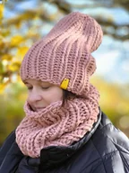 Czapki damskie - Różowy komplet zimowy czapka i komin Peruvian WOOLY - miniaturka - grafika 1