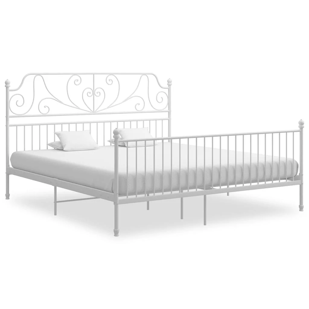 vidaXL Lumarko Rama łóżka, biała, metal i sklejka, 180 x 200 cm 324857