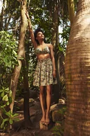 Spódnice - Spódnica z roślinnym printem-S - miniaturka - grafika 1