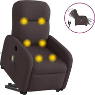 Fotele - vidaXL vidaXL Podnoszony fotel masujący, elektryczny, rozkładany, ciemny brąz - miniaturka - grafika 1