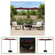 Parasole ogrodowe - The Living Store Podwójny parasol ogrodowy z LED - bordowy - 316x240 cm - Parasol Ogrodowy - miniaturka - grafika 1