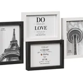 Ramki na zdjęcia - Ramka Na Zdjęcia Wielokrotna Mozaika Drewno MDF Ściana Biała Czarna 4 zdjęcia 10x15 cm - miniaturka - grafika 1