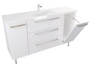 Szafka Stojąca Z Umywalką ATH 140 cm DK - Biały Mat - Uchwyty Stal Szczotkowana - Szafki łazienkowe - miniaturka - grafika 1