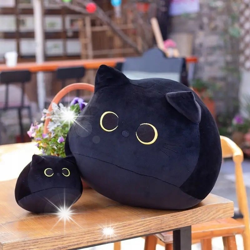 MIĘKKI OKRĄGŁY KOTEK PODUSZKA MASKOTKA PLUSZAK DLA DZIECI ROZMIAR L 35cm