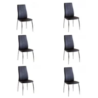 Krzesła - Pakiet 6 krzeseł tapicerowanych czarną tkaniną z chromowanymi metalowymi nogami, wzór z geometryczną ornamentą, wymiary 44x47x99 cm - miniaturka - grafika 1