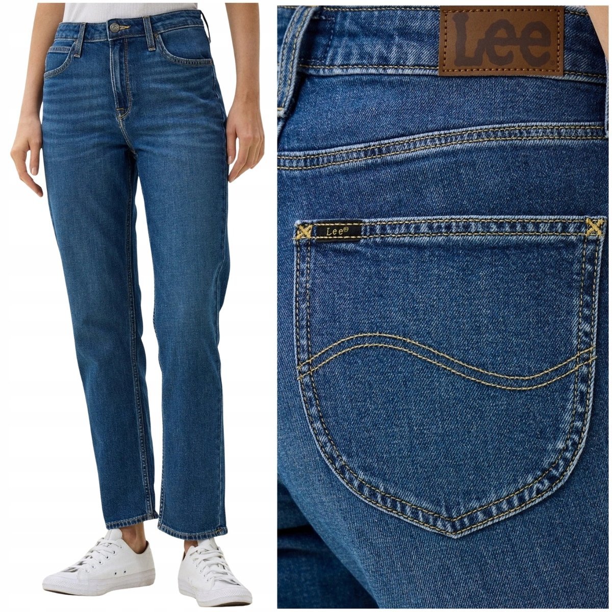 Lee Carol Mid Stream wysokie proste damskie spodnie jeansowe 7/8 W30 L33