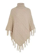 Kurtki damskie - Vila Vichinti New Rollneck Knit Poncho/SU, Doeskin/Szczegóły: melanż, rozmiar uniwersalny - miniaturka - grafika 1