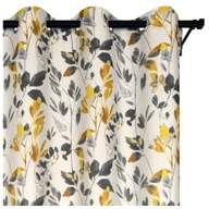Zasłony - Voppi Zasłona dekoracyjna na przelotkach 140 x 250 cm złote i szare liście kwiaty na jasnym tle roślinny wzór - miniaturka - grafika 1
