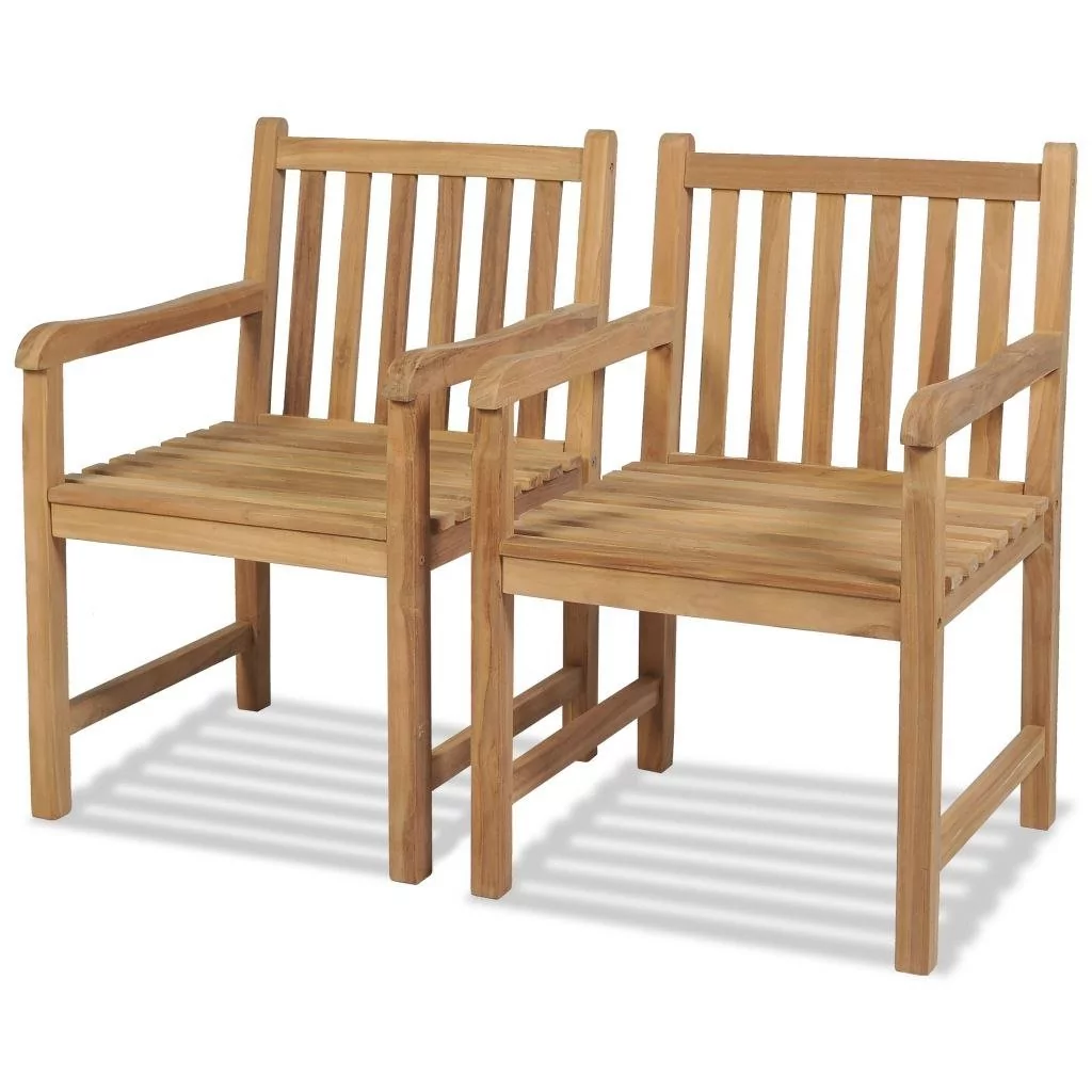 vidaXL Krzesła ogrodowe, 2 szt., drewno tekowe, 58x60x90 cm
