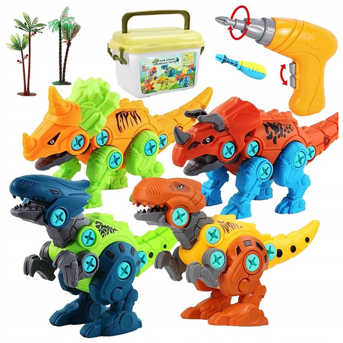Klocki konstrukcyjne Dinozaury do skręcania wiertarką