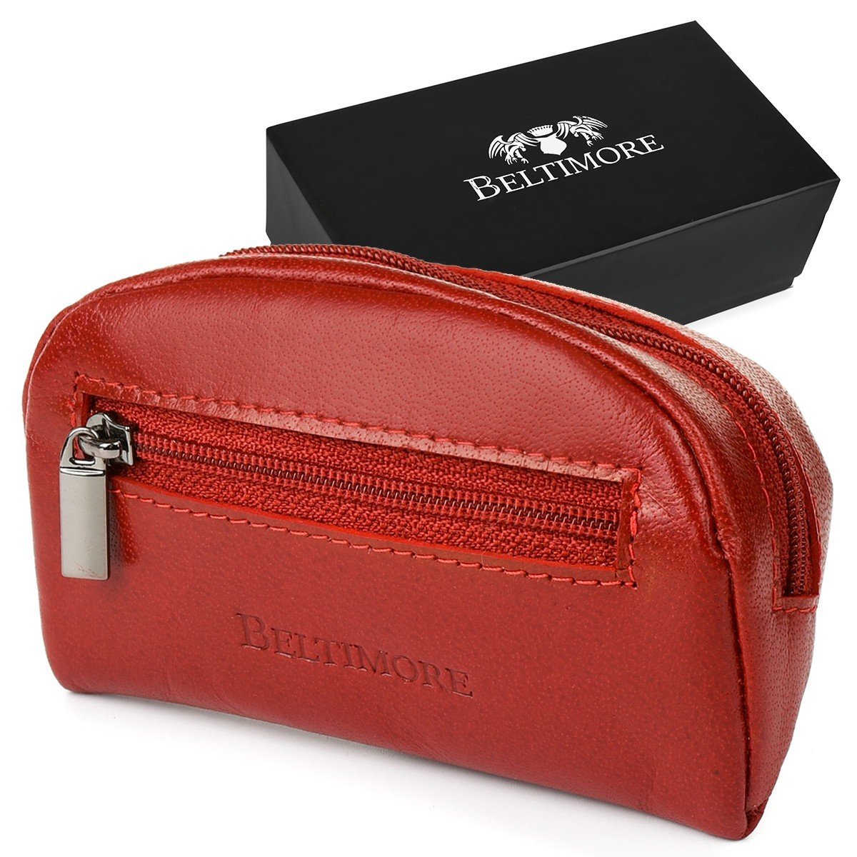 Czerwone skórzane etui na klucze pieniądze Beltimore G85 czerwony
