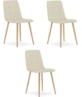 Krzesła - Krzesło tapicerowane beżowe KARA aksamit 3 szt loft nowoczesne kuchnia - miniaturka - grafika 1