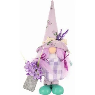 Skrzat wielkanocny SASKA GARDEN Gnom z lawendą Girl Fioletowy 25 cm - Wielkanoc - miniaturka - grafika 1