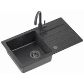 Zlewozmywaki z baterią - Zlewozmywak MYQ Color Long LONG1COL Czarny + bateria - miniaturka - grafika 1