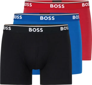 BOSS Bokserki męskie Power Trunk dłuższy krój bawełna stretch 3-pak M 1xczerwony/niebieski/czarny - Majtki męskie - miniaturka - grafika 1