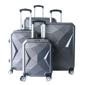 Torby podróżne - 4-częściowa walizka podróżna z twardą skorupą zestaw walizek zestaw bagażu podręcznego torba podróżna szary - miniaturka - grafika 1