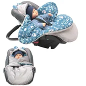 Śpiworki dla dzieci - Śpiworek Myszka Do Wózka Fotelik Nosidło Minky Szary Bawełna Liski Na Granacie - miniaturka - grafika 1