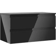 Szafki łazienkowe - Mexen Orio szafka łazienkowa podumywalkowa 90 cm z blatem, 2 szuflady, czarna połysk - 91A10-09047-2-BFFC70 - miniaturka - grafika 1