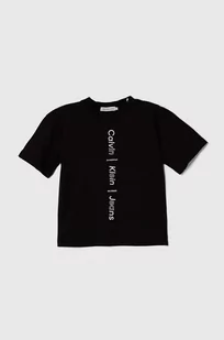 Calvin Klein Jeans t-shirt bawełniany dziecięcy kolor czarny z nadrukiem - Koszulki dla chłopców - miniaturka - grafika 1