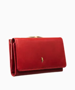 Portfele - PUCCINI Duży portfel damski czarwony skórzany z kieszenią na bigiel i zabezpieczeniem RFID - grafika 1